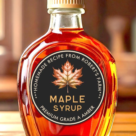 Étiquette de sirop d'érable avec feuille d'érable