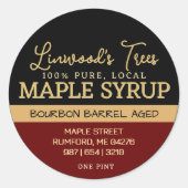 Étiquette de sirop d'érable avec gouttes sur noir  (Devant)