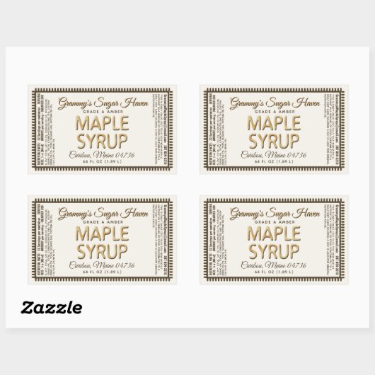 Étiquette de sirop d'érable avec valeur nutritive  (Feuille)