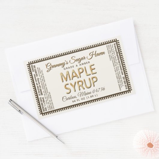 Étiquette de sirop d'érable avec valeur nutritive (Enveloppe)