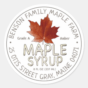 Étiquette de sirop d'érable blanc avec feuille d'é
