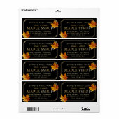 Étiquette de sirop d'érable Bordure Or Noir Feuill (Feuille entière)