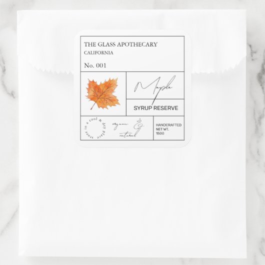 Étiquette de sirop d'érable d'Apothécaire (Sac)