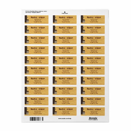 Étiquette de sirop d'érable Étiquette de petit pro (Feuille entière)