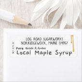 Étiquette de sirop d'érable imprimé à la main (En situation)