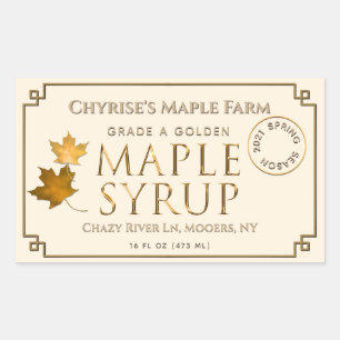 Étiquette de sirop d'érable ivoire avec feuille et