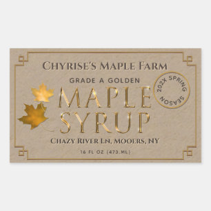 Étiquette de sirop d'érable Kraft avec Feuilles et