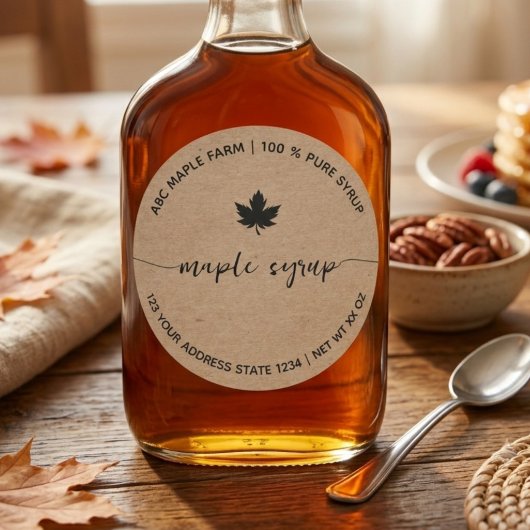 Étiquette de sirop d'érable kraft rustique de ferm
