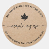 Étiquette de sirop d'érable kraft rustique de ferm (Devant)