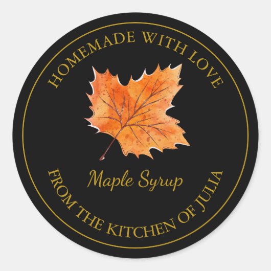 Étiquette de sirop d'érable maison Gold | Noir (Devant)