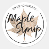 Étiquette de sirop d'érable moderne Cuivre Feuille (Devant)