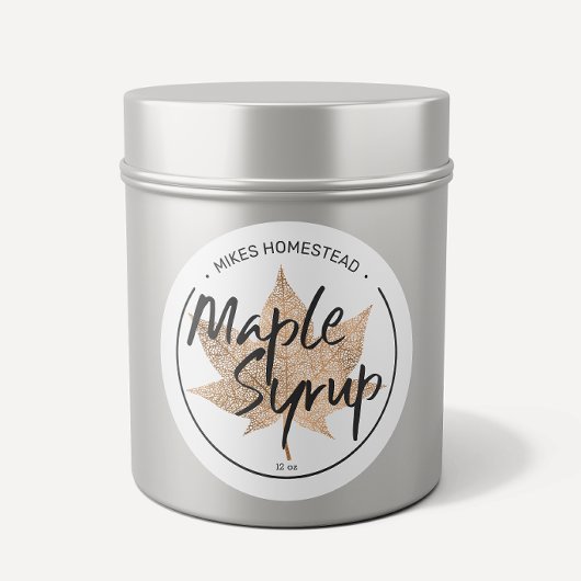 Étiquette de sirop d'érable moderne Cuivre Feuille