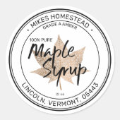 Étiquette de sirop d'érable moderne Cuivre Feuille (Devant)