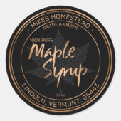 Étiquette de sirop d'érable moderne noir et cuivre (Devant)