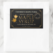 Étiquette de sirop d'érable noir avec feuille et d (Sac)