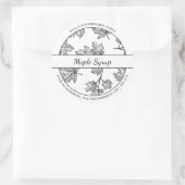 Étiquette de sirop d'érable noir et blanc (Sac)