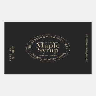 Étiquette de sirop d'érable noir et or (lot et dat