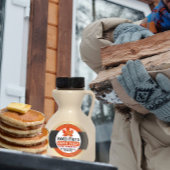 Étiquette de sirop d'érable orange à feu de bois