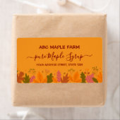 Étiquette de sirop d'érable orange Feuille (En situation)