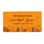 Étiquette de sirop d'érable orange Feuille (Devant)