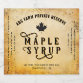 Étiquette de sirop d'érable Private Reserve Vintag (Étiquettes simples)