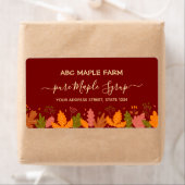 Étiquette de sirop d'érable rouge Feuille (En situation)
