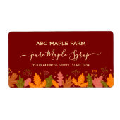 Étiquette de sirop d'érable rouge Feuille (Devant)