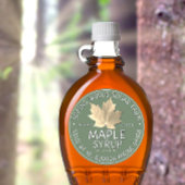 Étiquette de sirop d'érable vert avec feuille d'ér