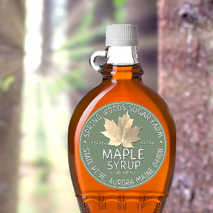 Étiquette de sirop d'érable vert avec feuille d'ér