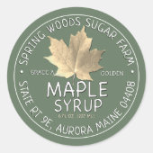Étiquette de sirop d'érable vert avec feuille d'ér (Devant)