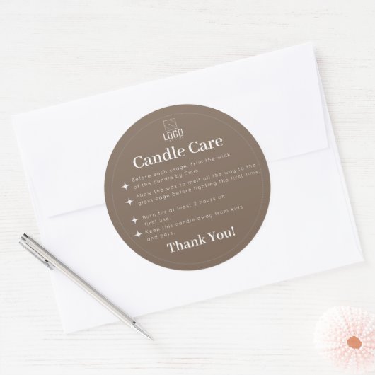 Étiquette de soin de bougie simple marron (Enveloppe)