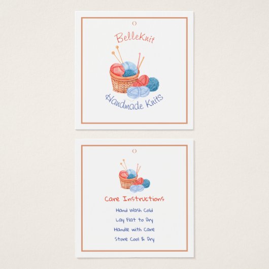 Étiquette de soins Knit et étiquette Hang (Devant & derrière)