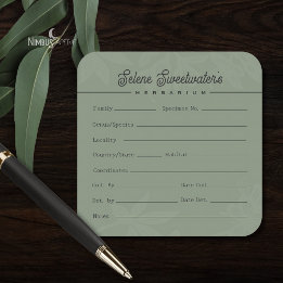 Étiquette de spécimen d'herbier botanique vintage 