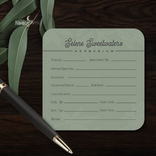 Étiquette de spécimen d'herbier botanique vintage