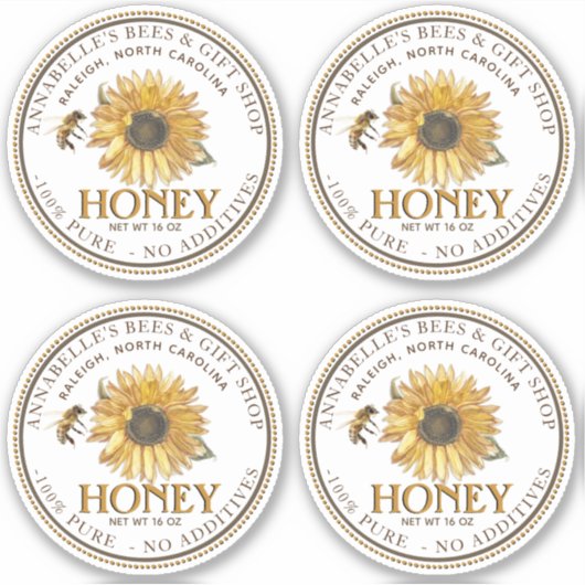 étiquette de Sunflower de 2,5 pouces de miel blanc (Devant)