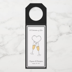 Étiquette de suspension de bouteille Toast cœur no