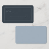Étiquette de table minimaliste Navy élégante (Devant / Derrière)