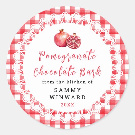 Étiquette de tablette de chocolat aux grenades mai (Devant)