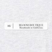 Étiquette de taille de vêtement noir et blanc mini (Design 1)