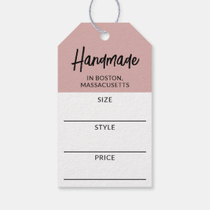 Étiquette de taille et de prix rose poussiéreuse m