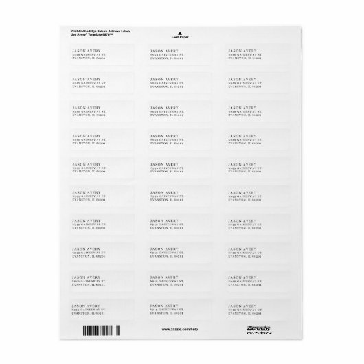 Étiquette de texte d'adresse de retour classique s (Feuille entière)
