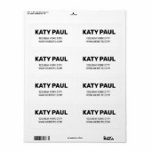 étiquette de texte simple minimaliste blanc (Feuille entière)