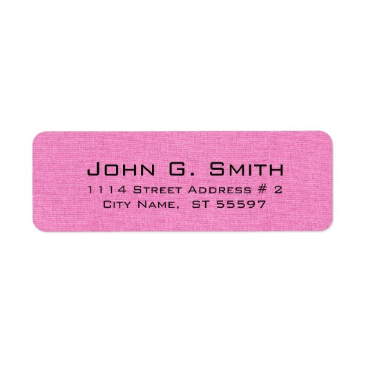 Étiquette de texture de lin rose simple (Devant)