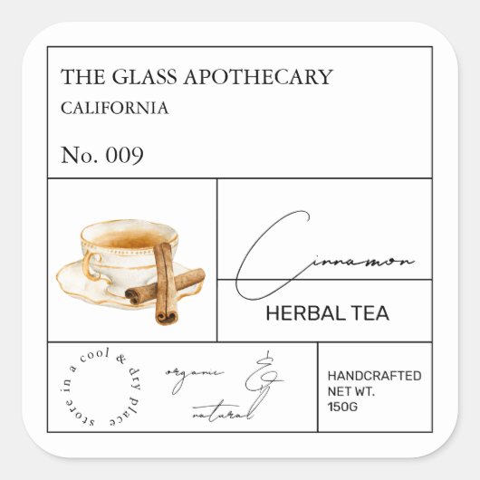 Étiquette de thé à base de plantes apothecaire (Devant)