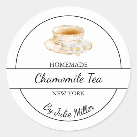 Étiquette de thé à la camomille fait maison simple (Devant)