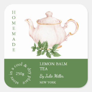 Étiquette de thé à la mélisse citronnée