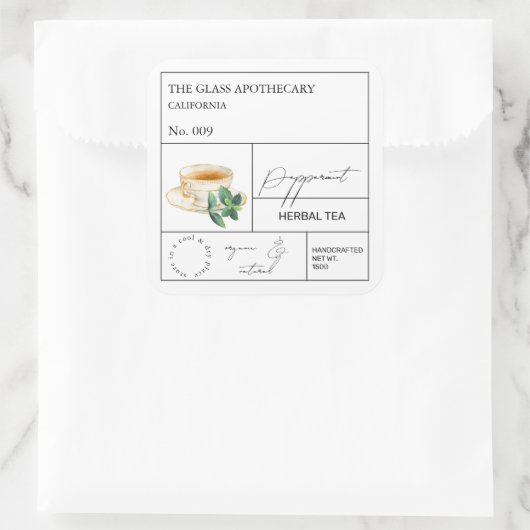 Étiquette de thé à la menthe pothécaire (Sac)