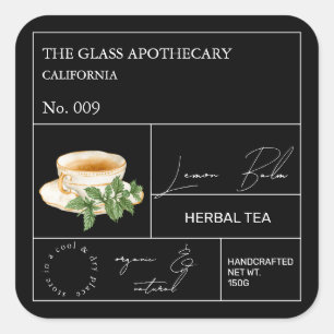 Étiquette de thé aux herbes de mélisse citronnée d