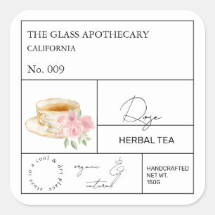 Étiquette de thé aux herbes Rose Apothicaire