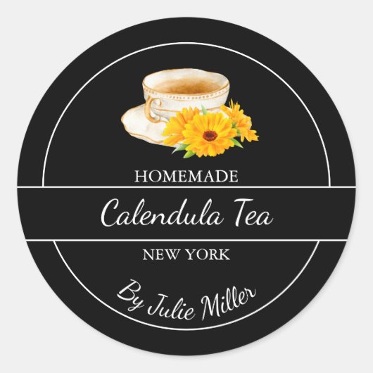 Étiquette de thé de calendula fait maison simple (Devant)